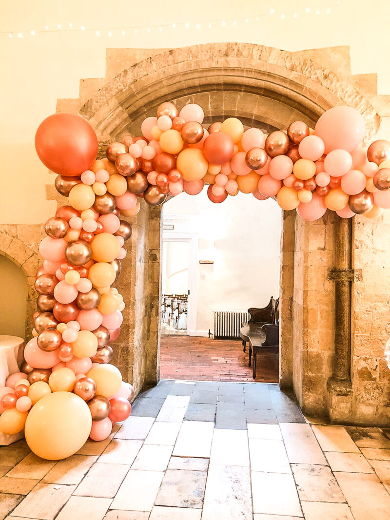 Farnham Castle Rose Gold Balloon Arch