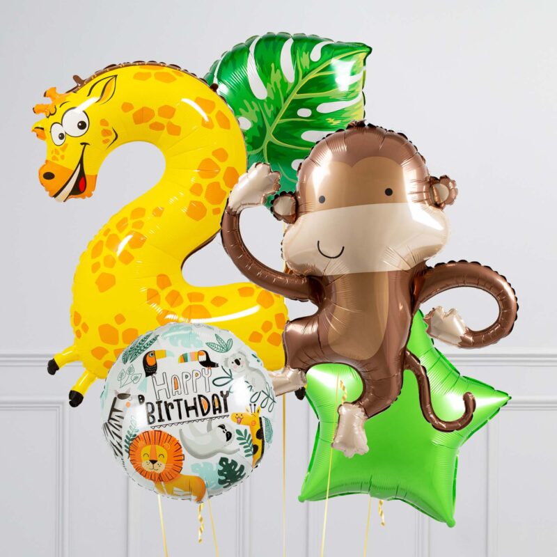 Animaloonz 2nd Birthday Jungle Inflated Birthday Crazy Balloon Bunch