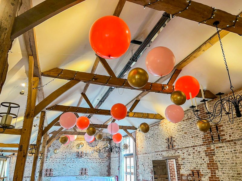 Upwaltham Barns - Pink & Coral Suspended Ceiling (1)