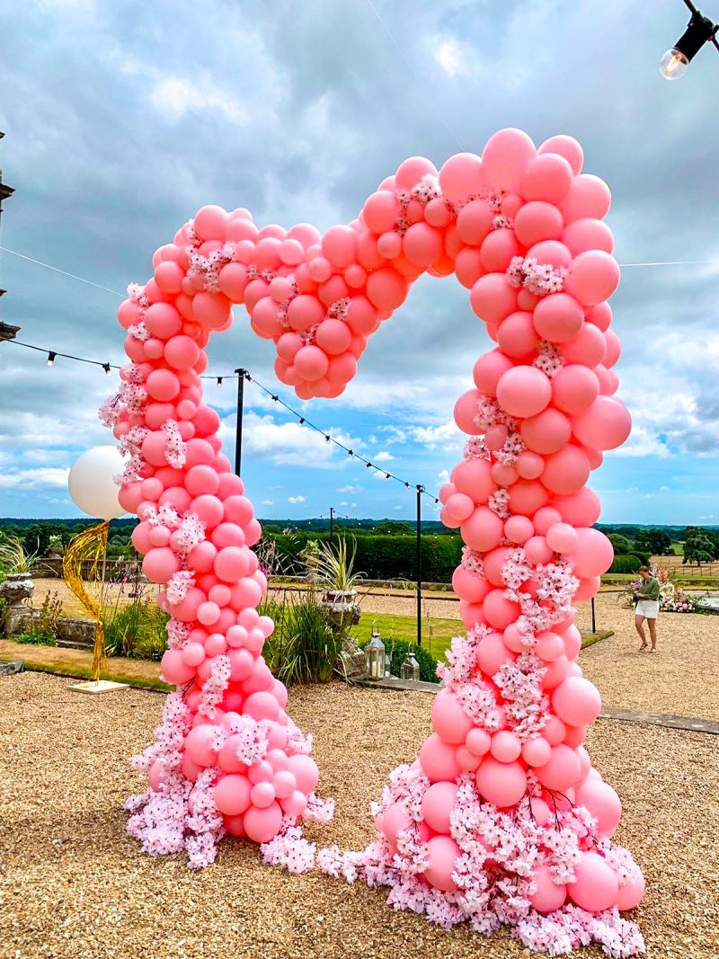 Somerley House Wedding - Pink Heart Arch (21)